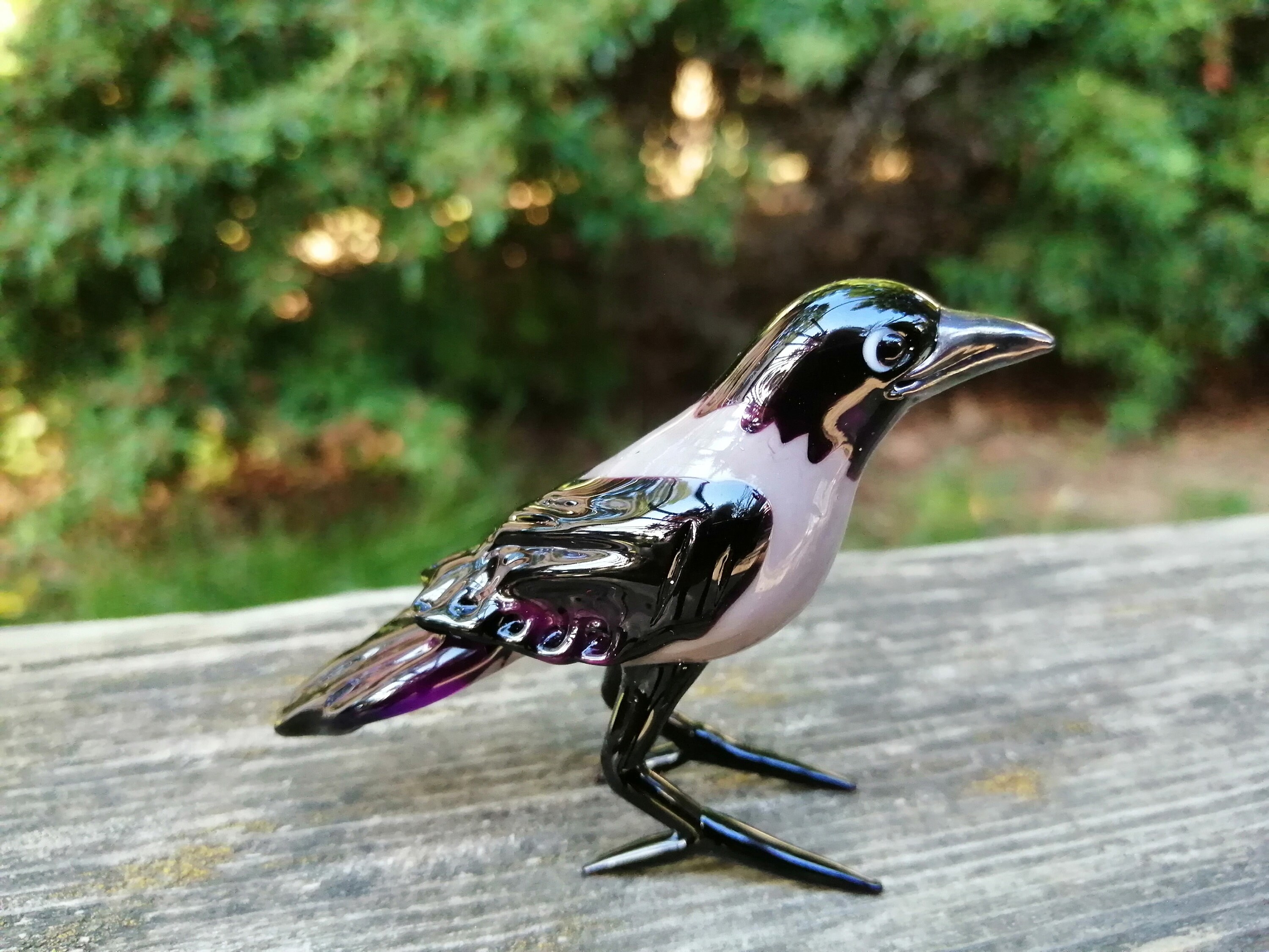 Glass Crow Hand Blown Glass Bird Figurine Glass Crow Etsy