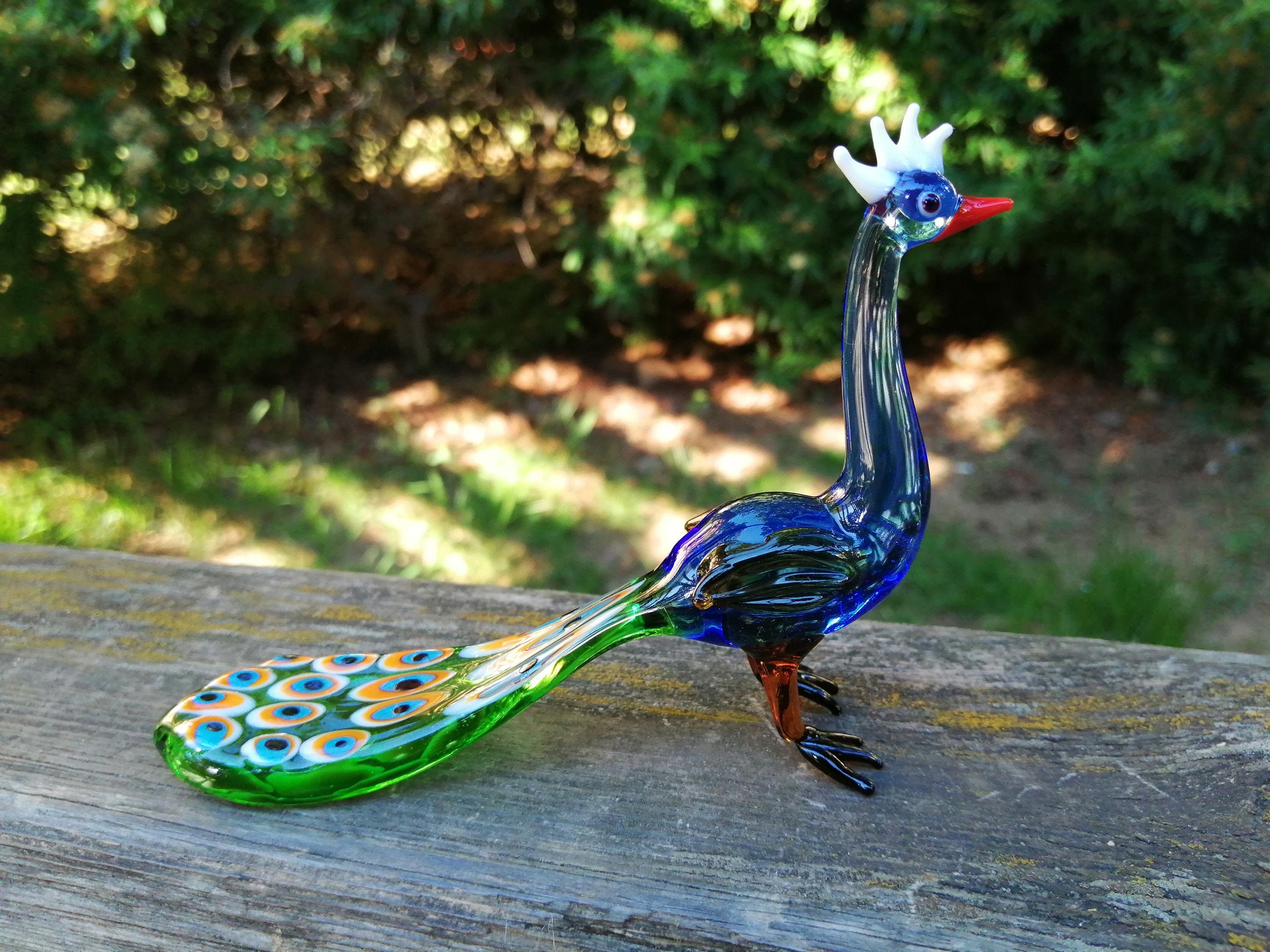 Glass peacock blown glass peacock figurine murano peacock Etsy