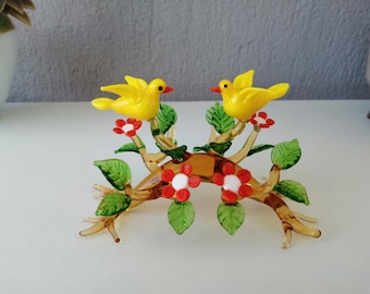 ムラーノ ? 白鷺 鳥 グリーン ガラス アート ホーム デコレーション