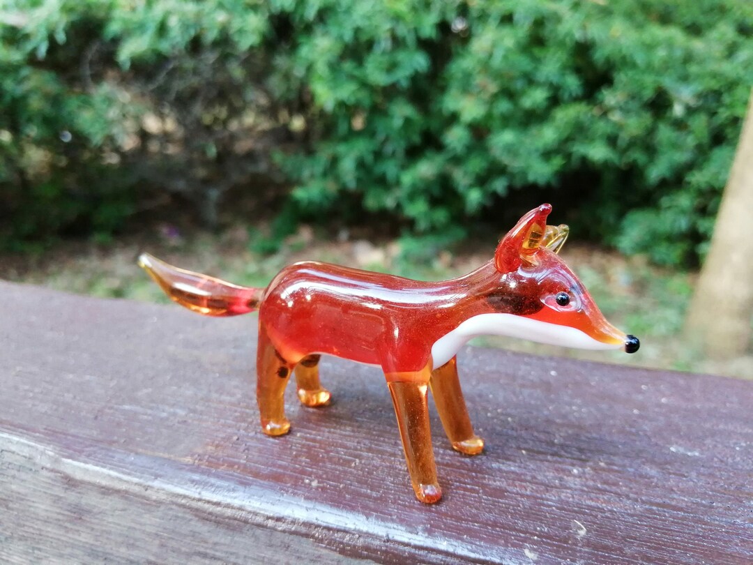 キツネ ガラス細工 ミニチュア