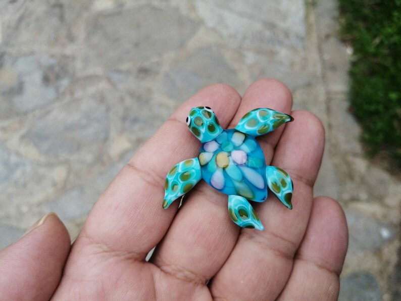 chantubtimplaza Blue Sea Ornament Animal Hand Miniature Crystal Art Turtle Blown Glass Figurine Thailand chantubtimplaza Blue Sea Ornament Animal Hand Miniature Crystal Art Turtle Blown Glass Figurine Thailand