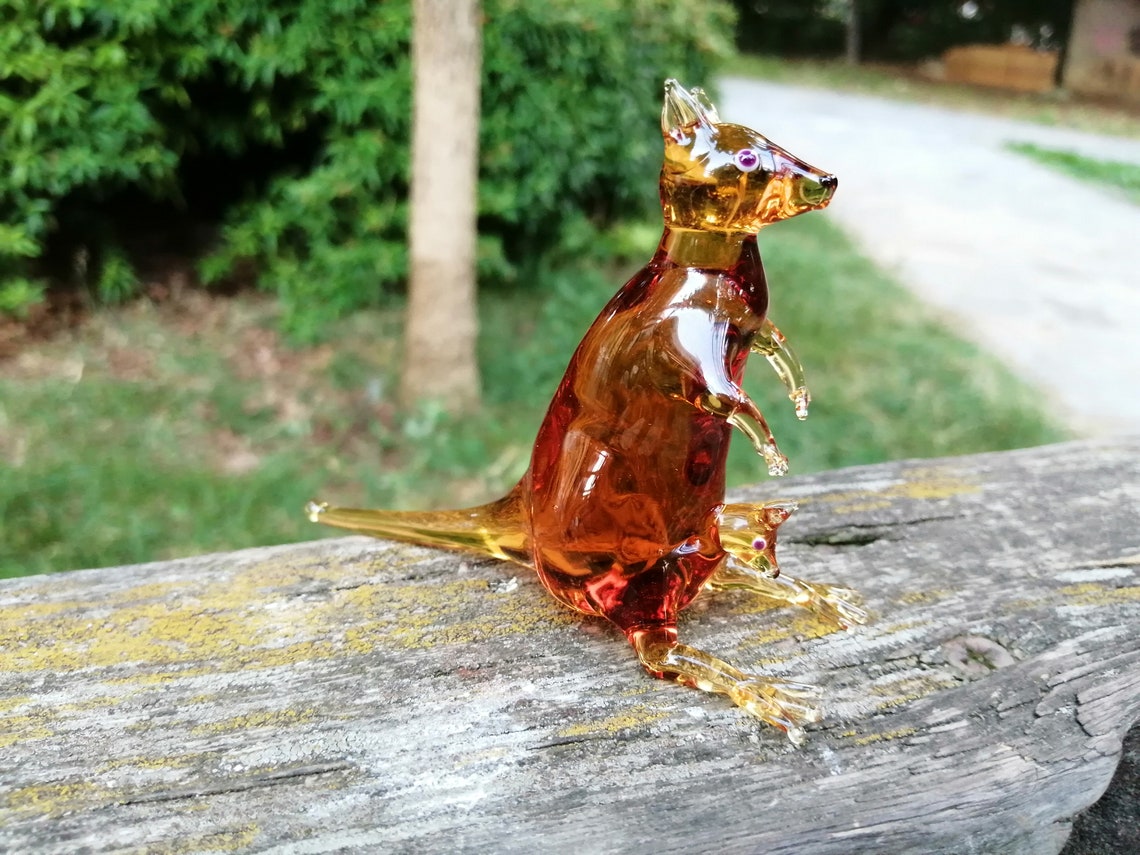 Glass Kangaroo Glass Kangaroo Figurine Hand Blown Glass Etsy Australia