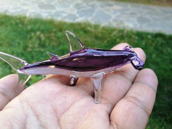 Glass Hammerhead Shark, Hand Blown Glass Shark, Miniature