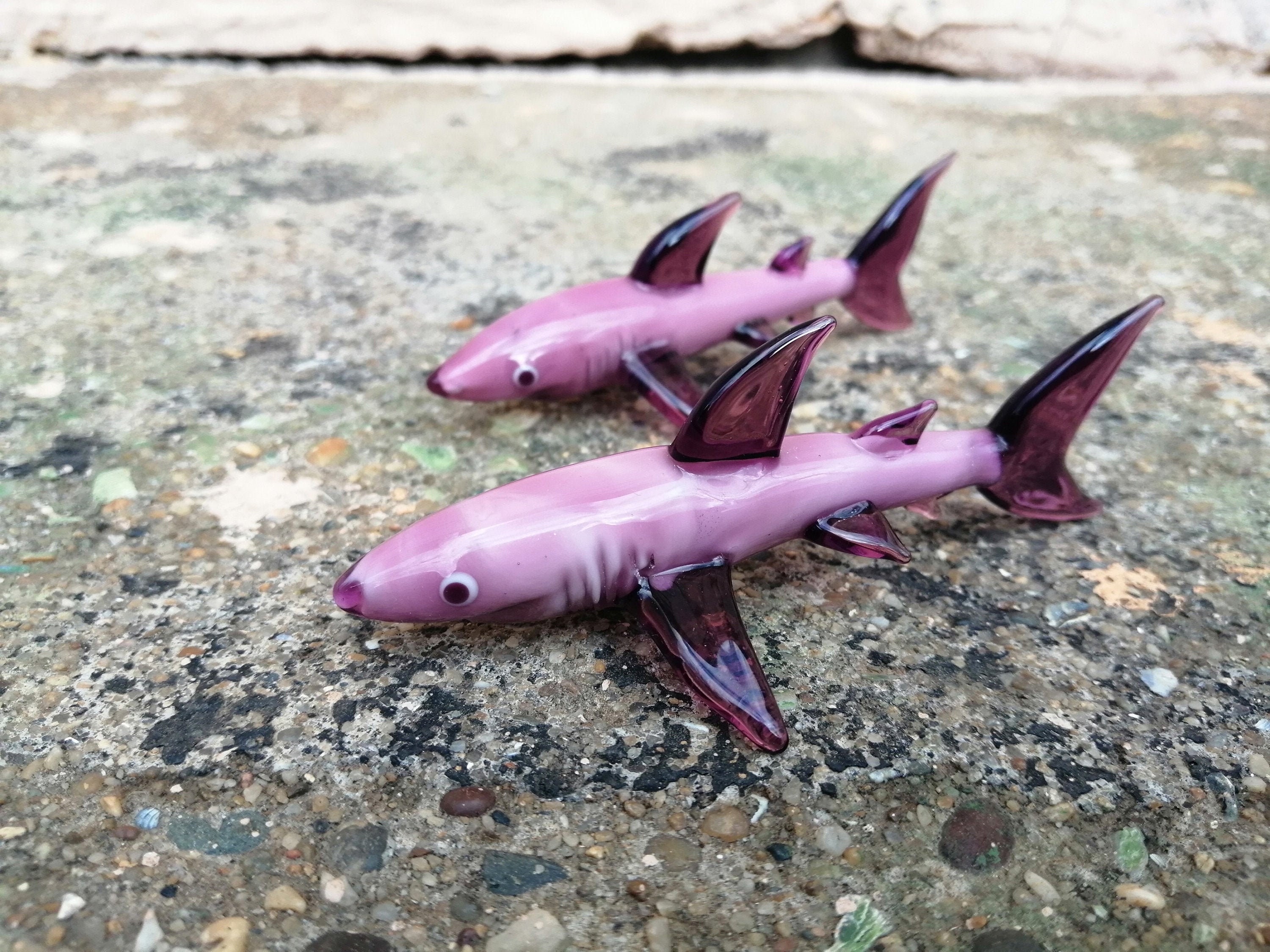 Glass shark figurine, blown glass shark, miniature shark, murano shark, glass sea animals, shark ornament, glass figurine