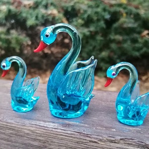 3 pcs glass swan, glass swan figurine, glass birds, murano glass cygnus, murano swan ornament, glass swan ornament, glass swan home decor