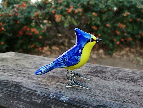 ガラスの鳥、手吹きガラスの鳥の置物、ガラスの鳥の飾り、アートガラス