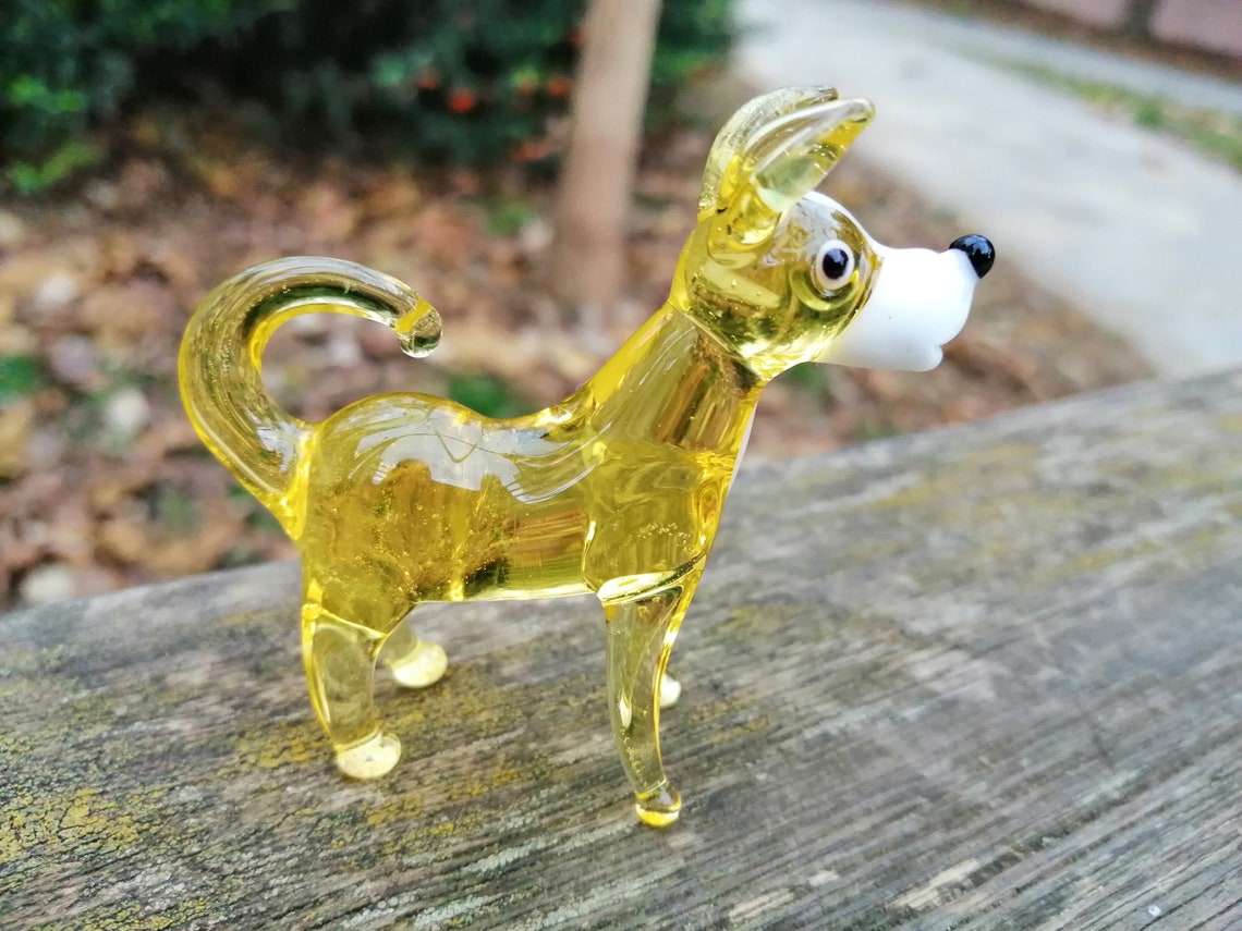 Glass dog glass dog figurine hand blown glass dog glass Etsy
