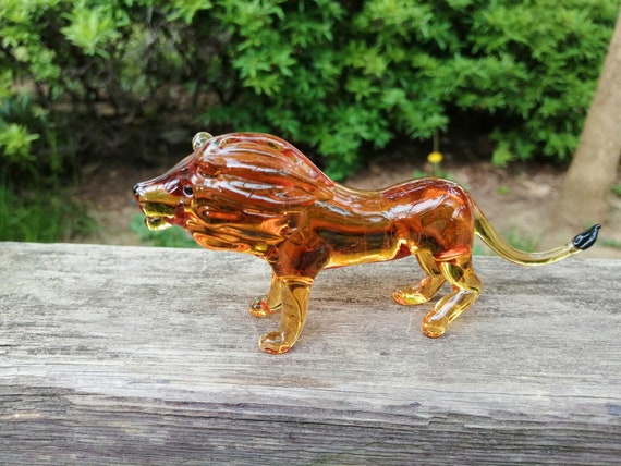 ガラスアート　猫とライオン ガラスアート猫とライオン