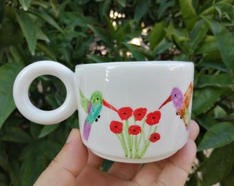 hummingbird coffee mug, nature themed ceramic mug, hummingbird engraved mug, funny coffee mug, handmade ceramic mug, christmas gift