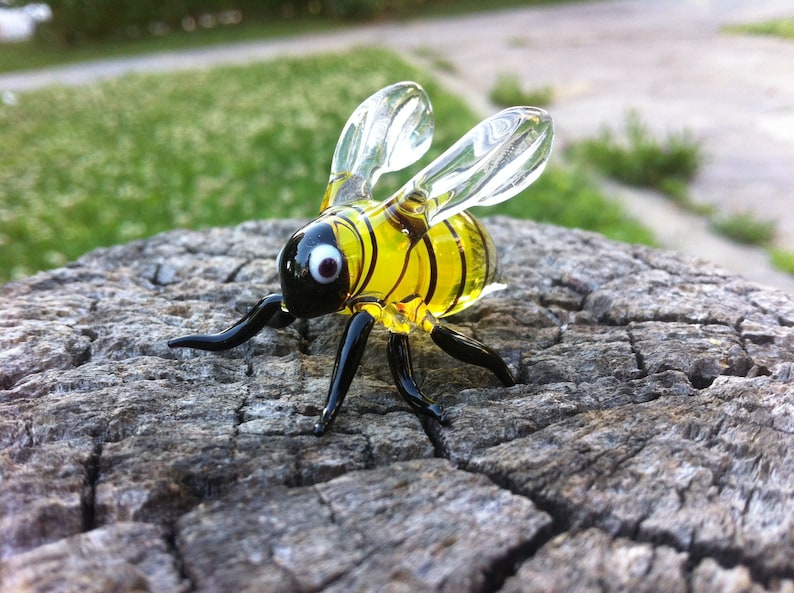 glass animals art glass bee hand blown glass bee murano bee figure glass honey bee glass insect bee ornament Glass bee figurine