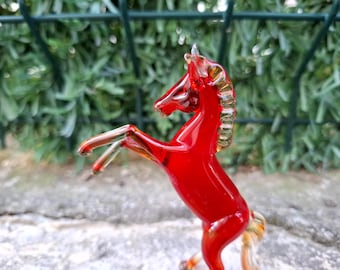 グリーンガラスの馬の置物 - ムラーノスタイルのコレクター向け動物