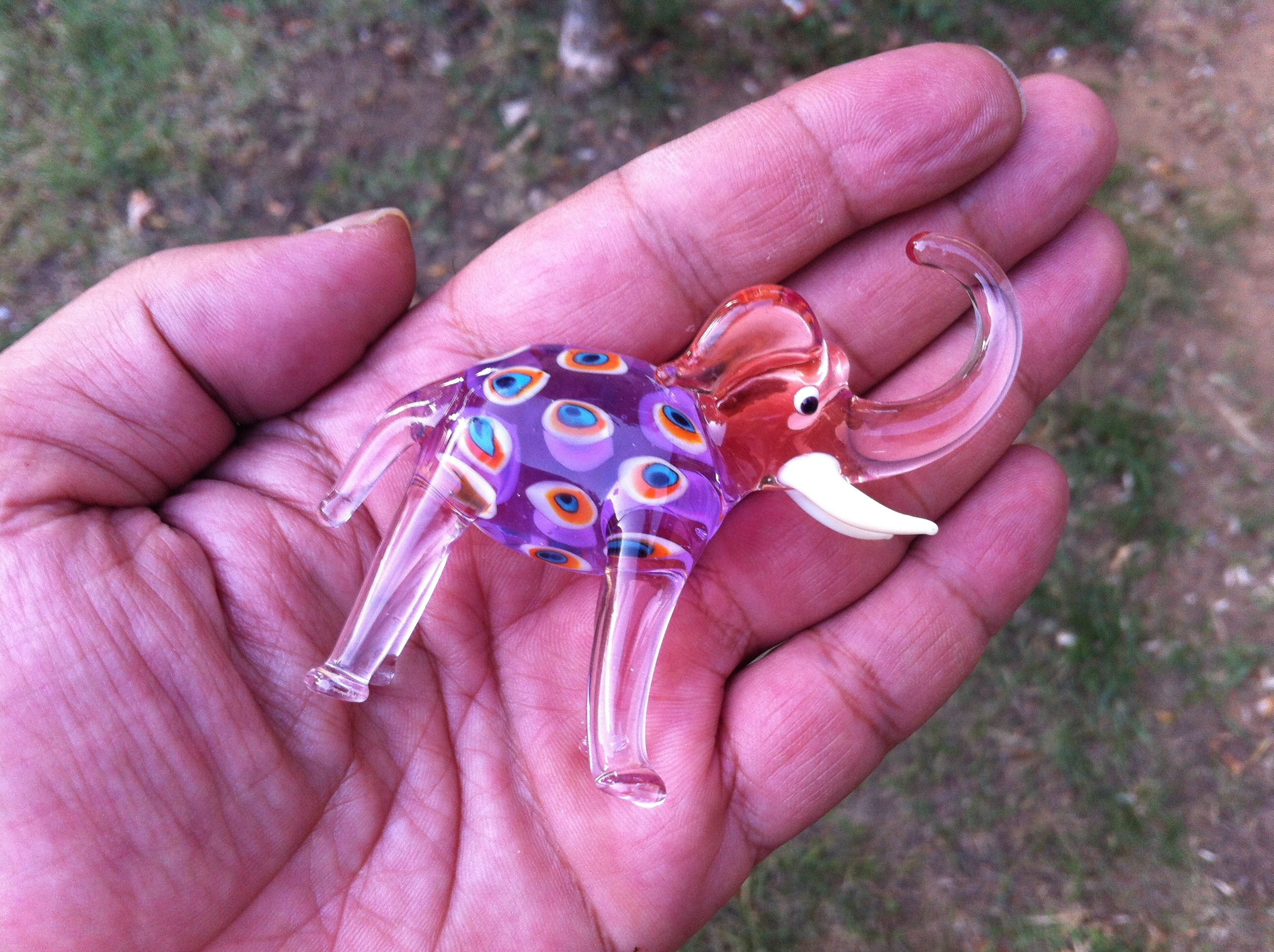 Blown Glass Elephant Figurine Glass Elephant Elephant Etsy