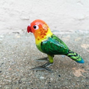 Glass Parrot, Hand Blown Glass Bird Figurine, Glass Bird Ornament, Art ...