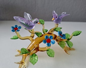 ムラーノ ? 白鷺 鳥 グリーン ガラス アート ホーム デコレーション