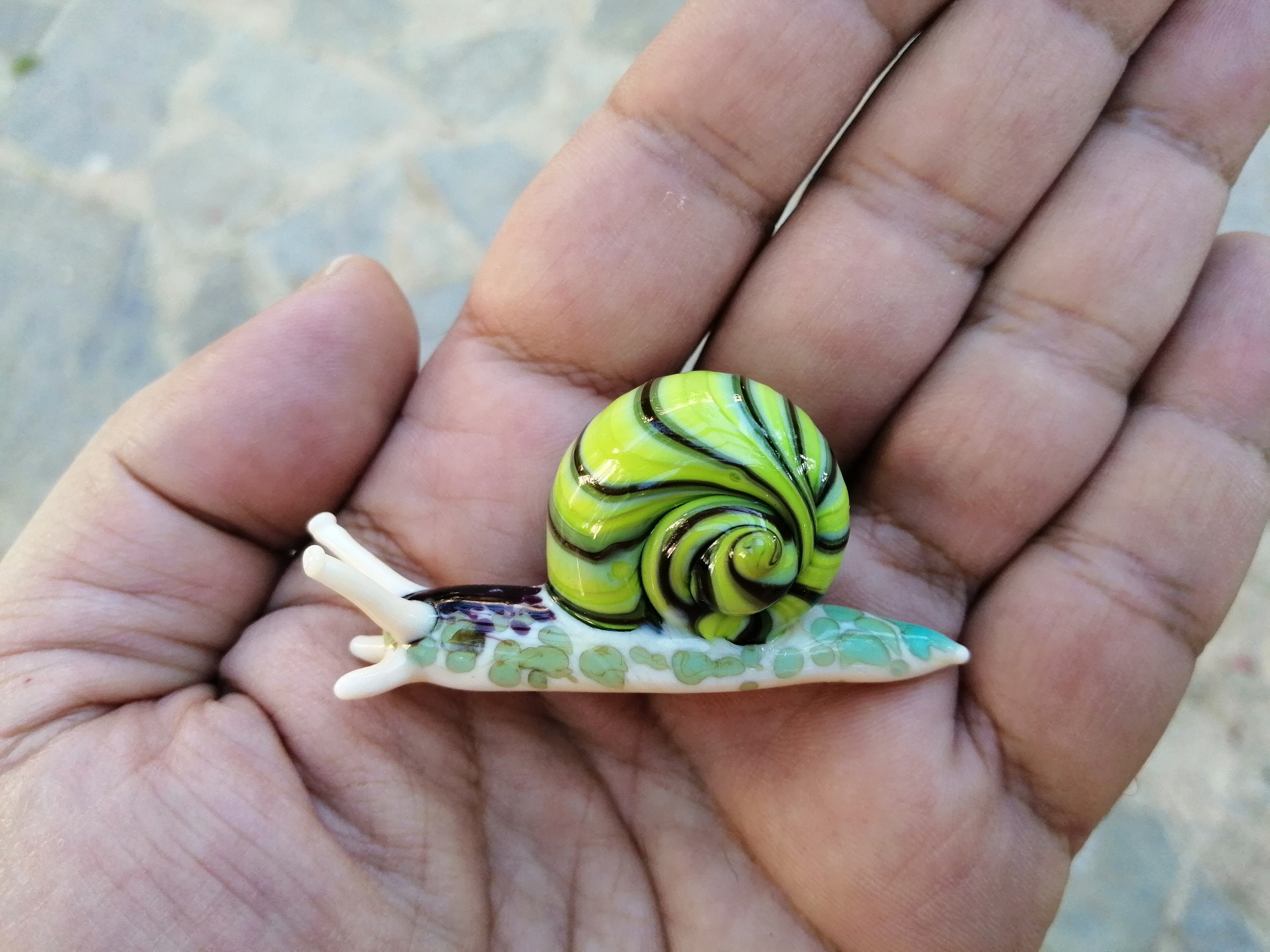 ガラス細工 カタツムリ（S) ピンク ミニチュア 雑貨 置物 小物