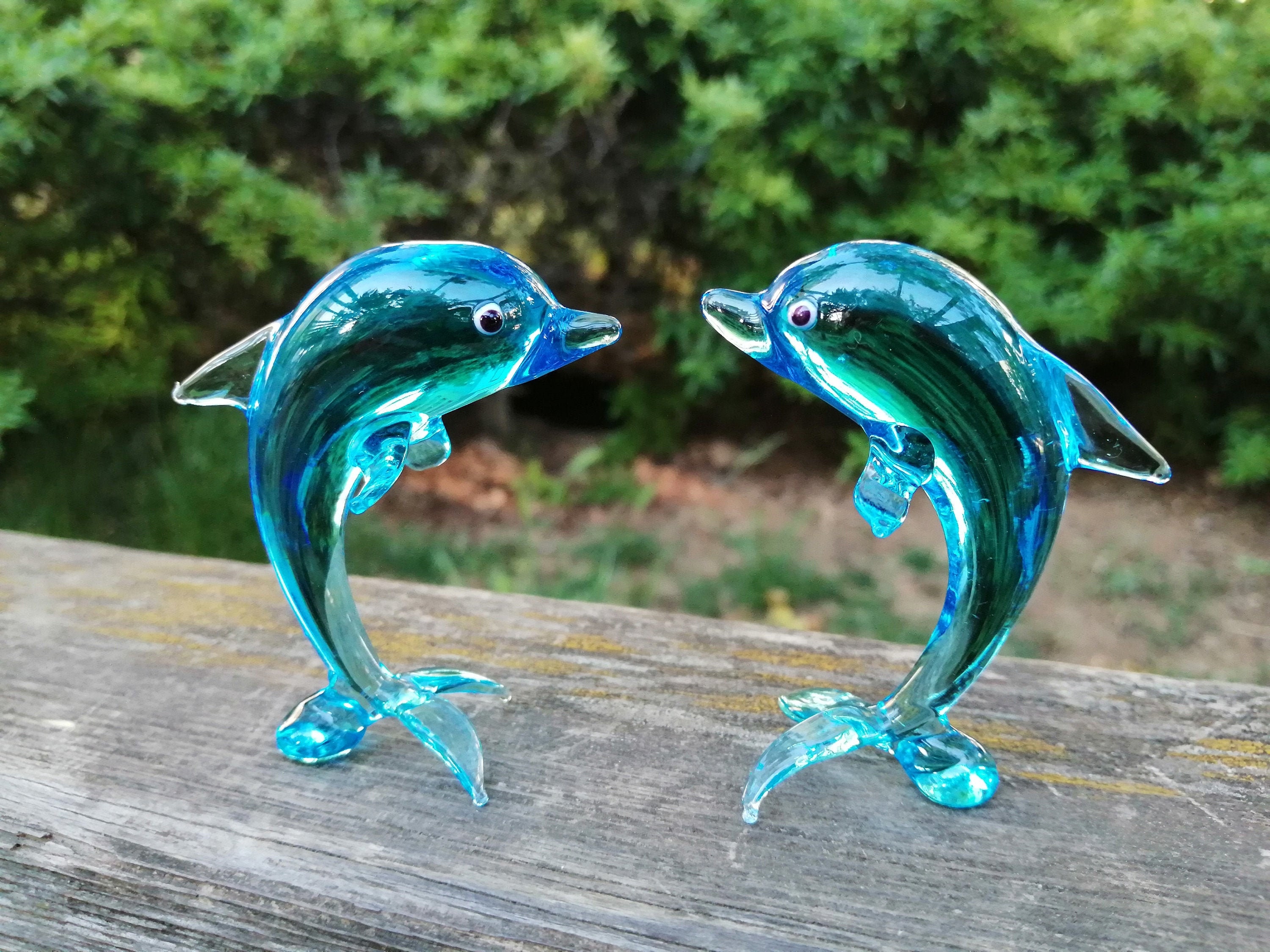 Glass Dolphin Hand Blown Glass Dolphin Figurine Dolphin Etsy UK