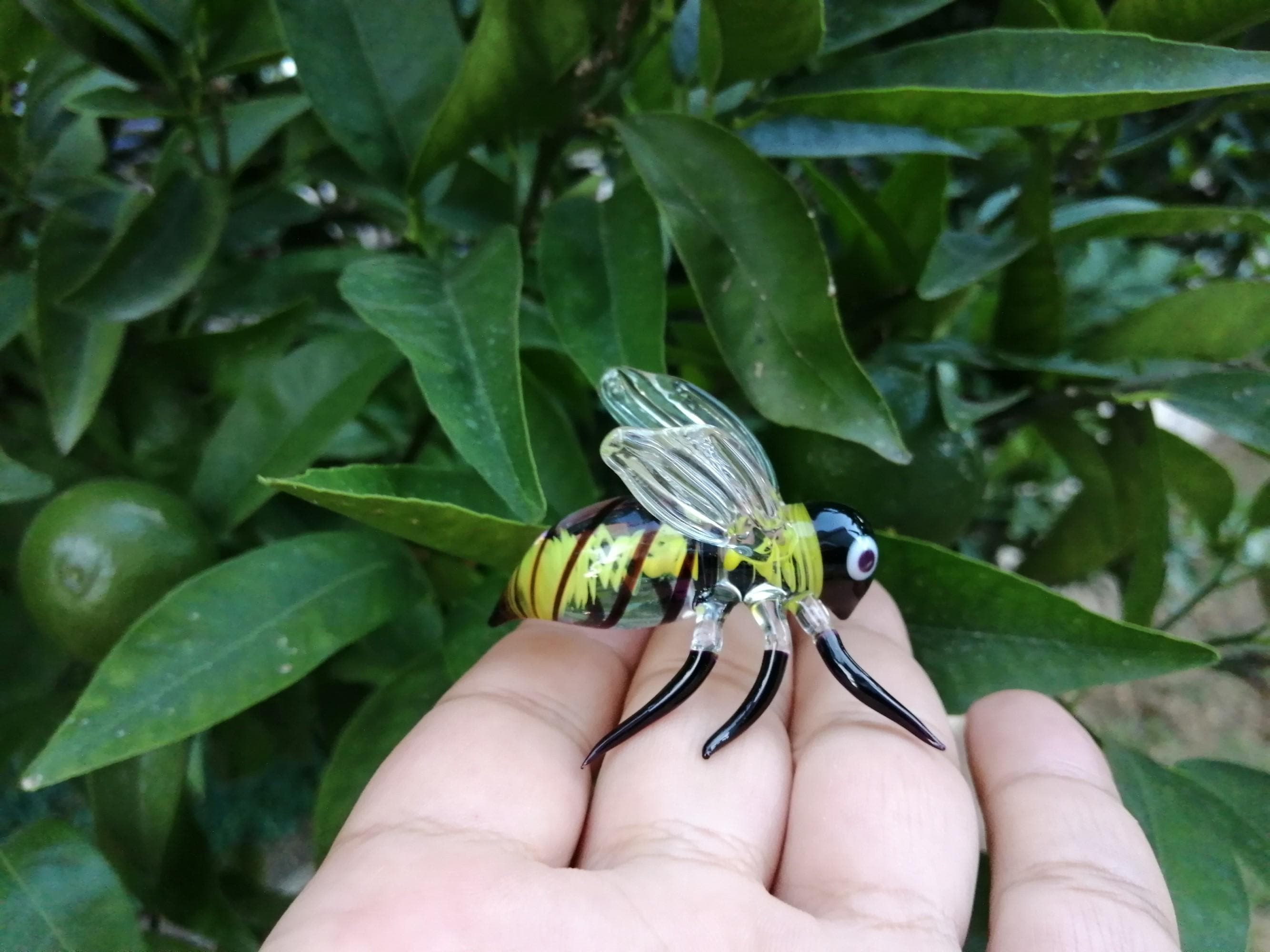 ガラスの蜂の置物、手吹きガラスの蜂、ガラスのミツバチ、ガラスの昆虫