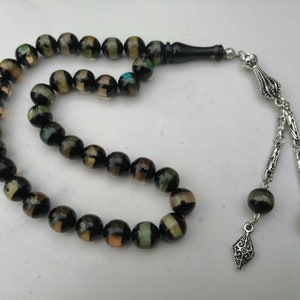 Amber tasbih, bakelite amber islamic rosary, bakelite amber 33 beads, islamic prayer beads, 33 beads amber rosary, Turkish amber tasbih