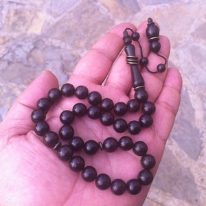 Ebony tasbih, ebony wood rosary, ebony wood prayer beads, ebony tasbih 33 beads, wood tasbih, tasbeeh wood, muslim prayer beads, misbah