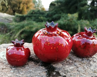 3 pcs Pomegranate ornament, pomegranate sculpture, hand-painted pomegranate home decor, fertility symbol accessories, decorative ornaments