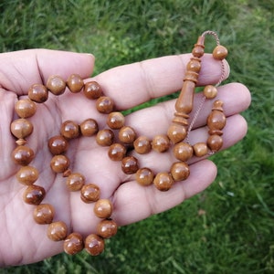 Coca tasbih, coca wood 33s islamic prayer beads, coca islamic rosary, Turkish kuka tasbih, coca wood 33 beads tasbeeh, coca misbaha
