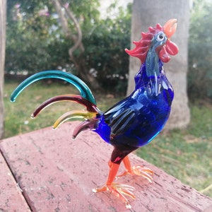 Glass rooster, rooster figurine, glass rooster ornament, glass animals, hand blown glass rooster, glass figurine, glass bird