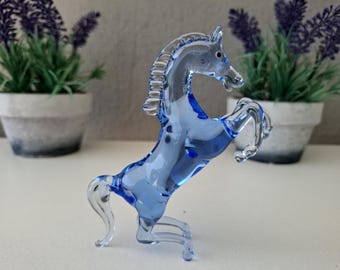 Glass Horse, glass horse figurine, glass horse ornament, prancing horse figurine, murano horse, glass figurine, miniature horse