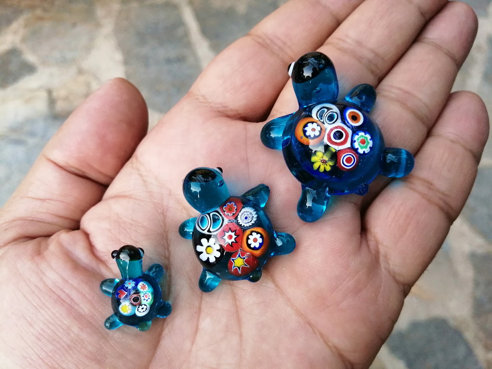 Glass Turtle Family Blown Glass Turtles 3pcs Miniature Etsy