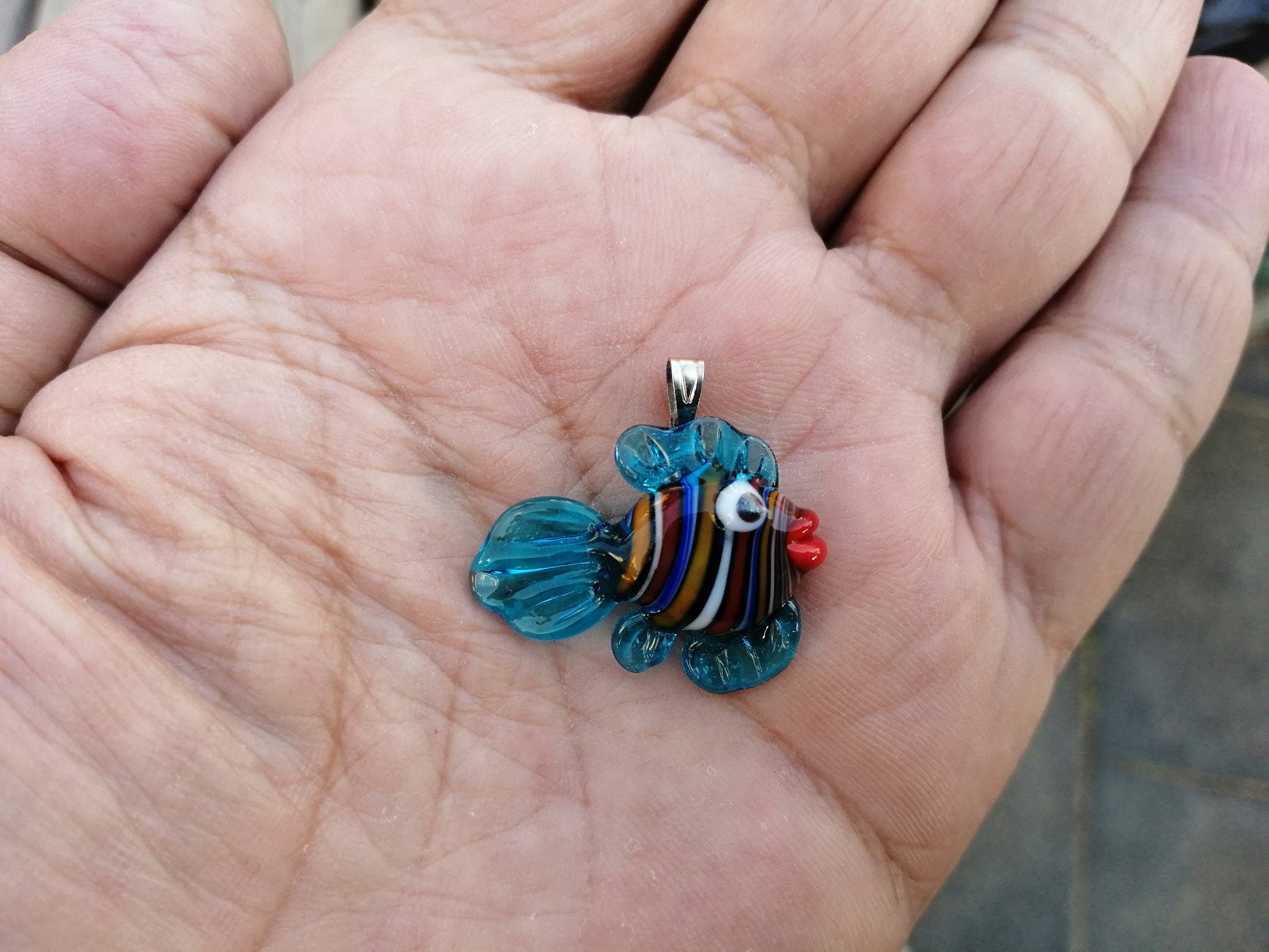 Glass fish glass fish pendant glass fish jewelry glass pisces pendant murano fish pendant glass collectibles glass sea animals