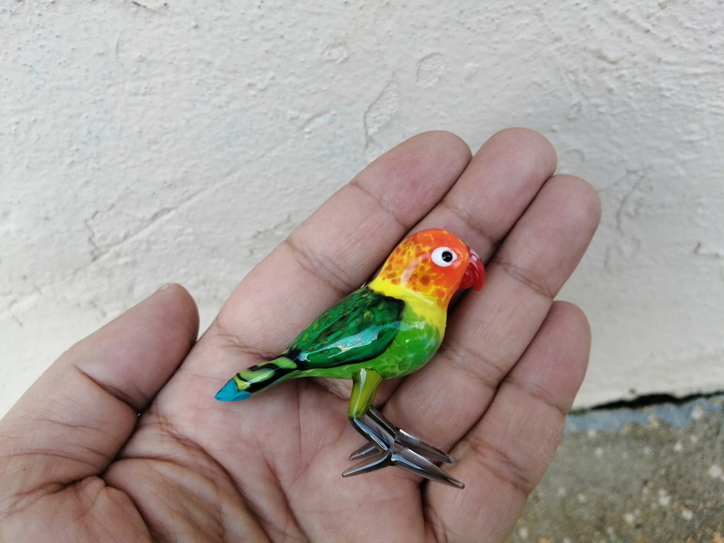 Glass Parrot Hand Blown Glass Bird Figurine Glass Bird Etsy