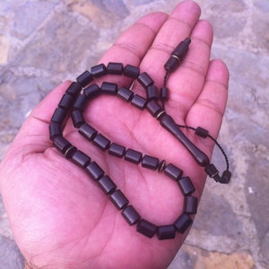 Ebony tasbih, ebony wood rosary, ebony wood prayer beads, ebony tasbih 33 beads, wood tasbih, tasbeeh wood, muslim prayer beads, misbah