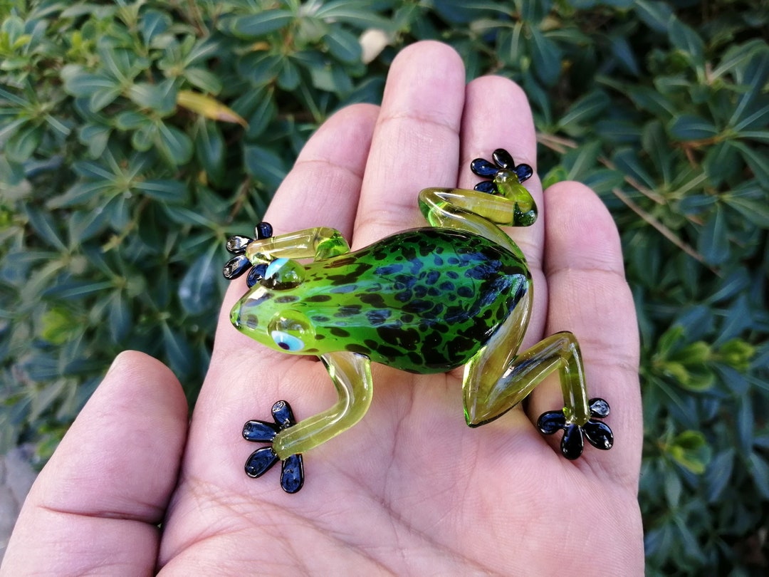 Glass Frog, Hand Blown Glass Frog Figurine, Frog Ornament, Murano Frog
