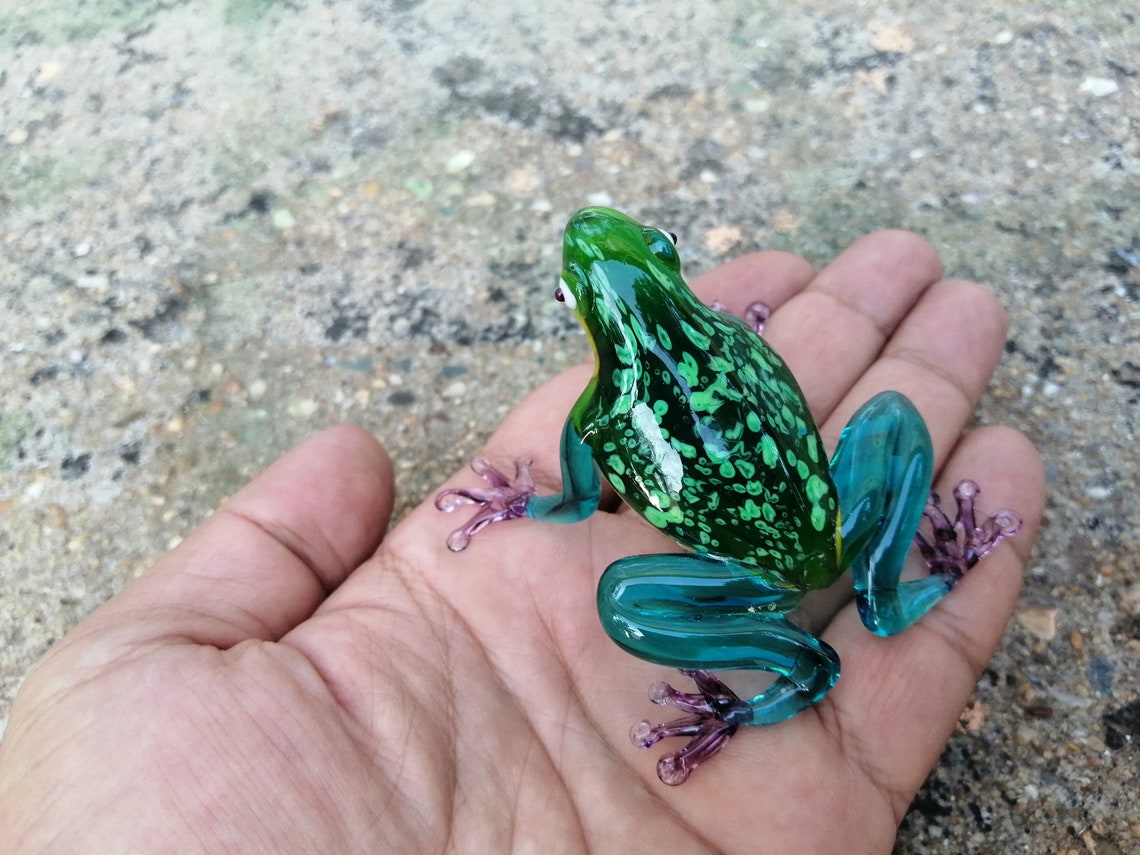 Glass Frog Hand Blown Glass Frog Figurine Frog Ornament Etsy