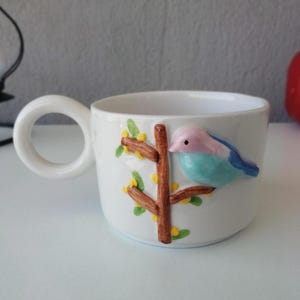 bird coffee mug, nature themed ceramic mug, bird engraved mug, funny coffee mug, handmade ceramic mug, christmas gift