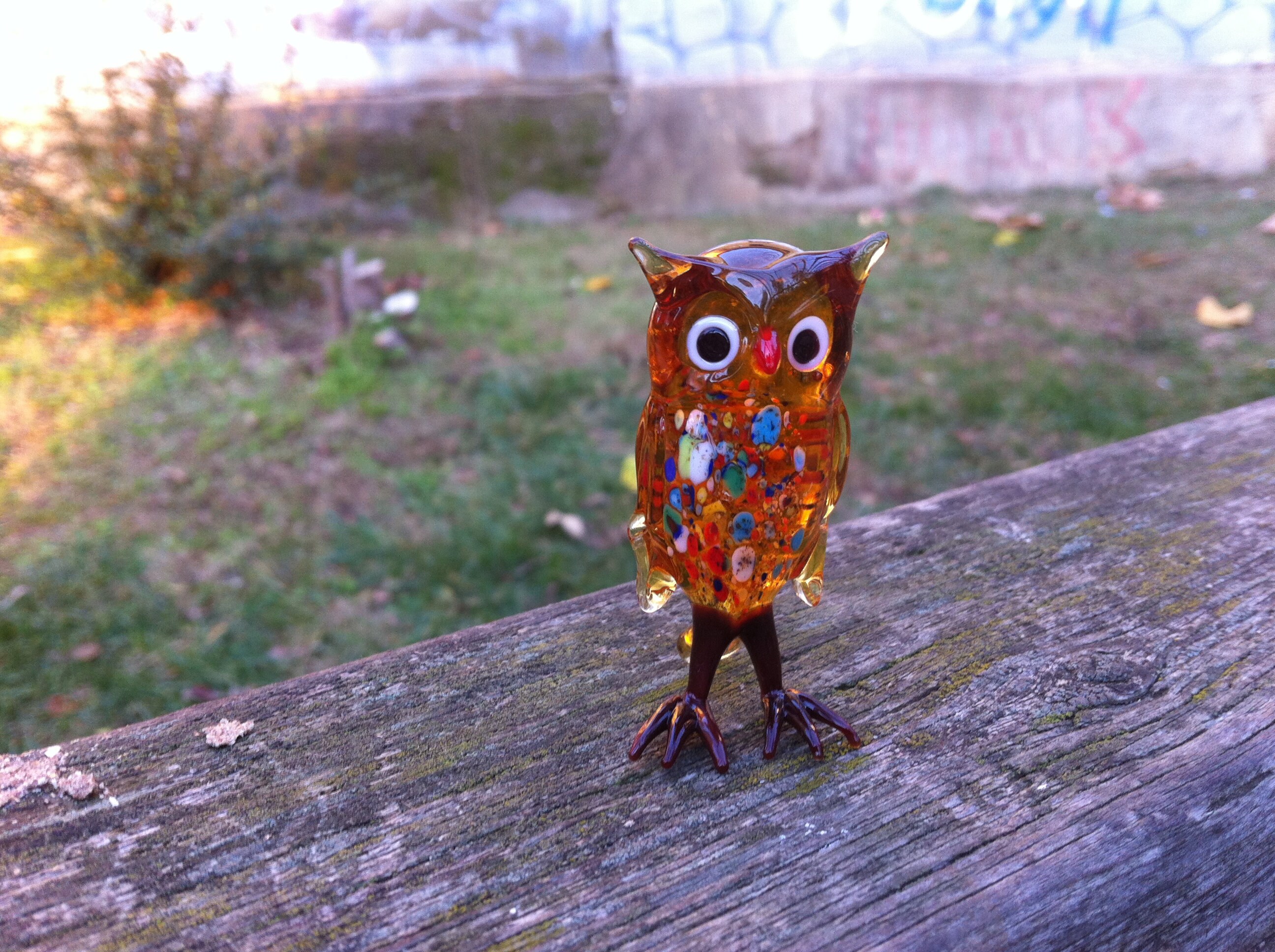 Glass Owl Figurine Hand Blown Glass Owl Miniature Owl Etsy