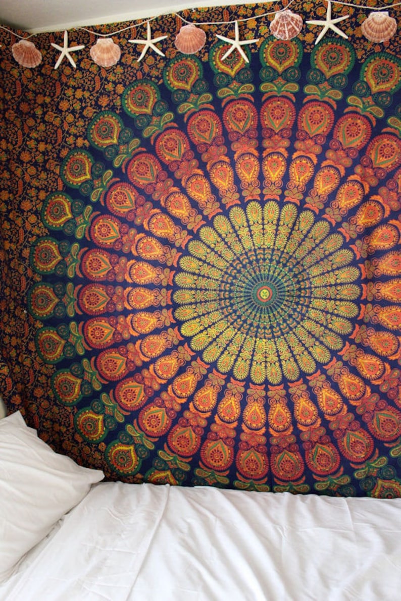 Large Hippie Mandala Tapestries Handmade Hippie Throw Wall Etsy