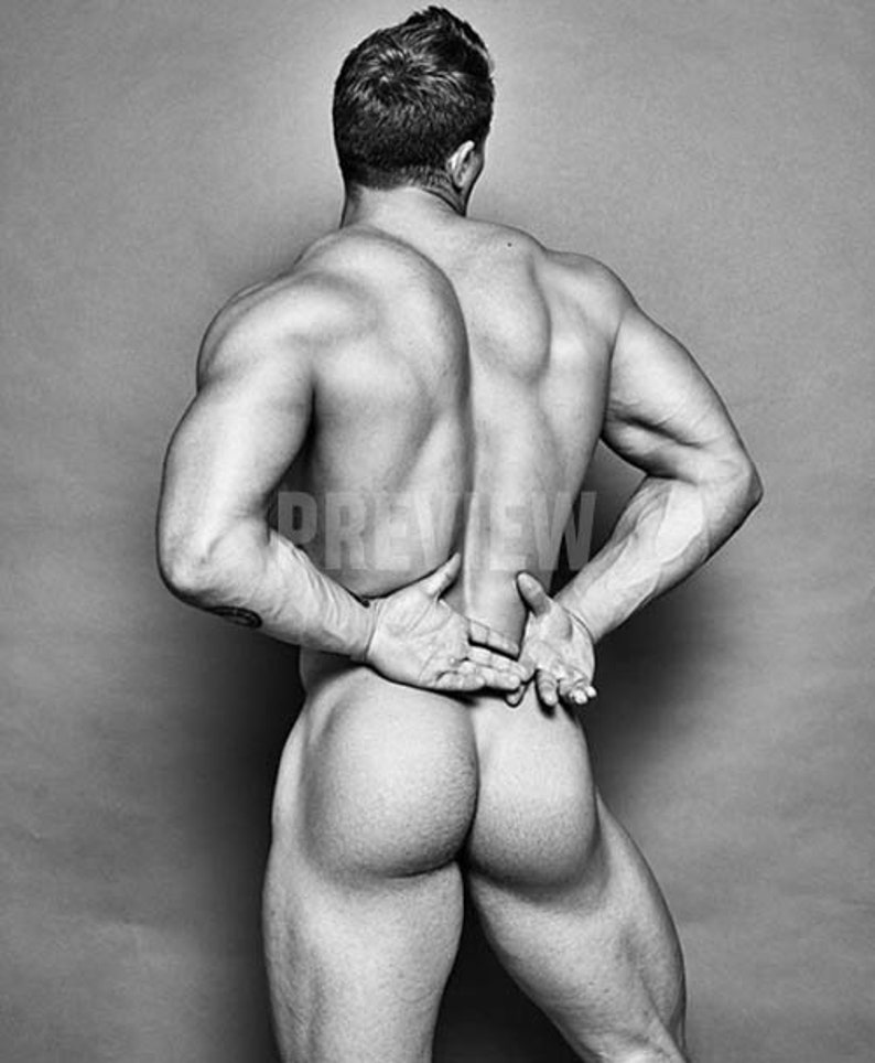 PHOTO male nude rear print art homoerotic gay art butt behind image 0 