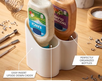 Holder for upside down Salad dressing bottles