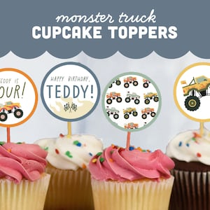 Monster Truck Birthday Cupcake Toppers | Printable Boys Birthday Cupcake Toppers | Monster Truck Party Supplies | Monster Truck Birthday