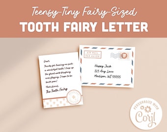 Tiny Tooth Fairy Letter & Envelope: Editable Printable Note (Digital Download)