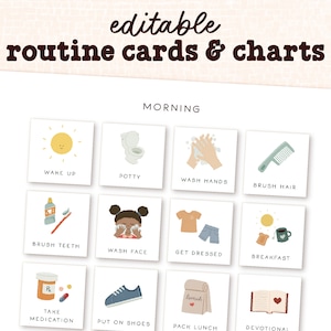 Editable Daily Routine Cards | Toddler Preschool Routine Chart | Daily Rhythm Visual Schedule for Kids | Montessori Homeschool Cards