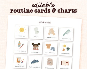 Editable Daily Routine Cards | Toddler Preschool Routine Chart | Daily Rhythm Visual Schedule for Kids | Montessori Homeschool Cards