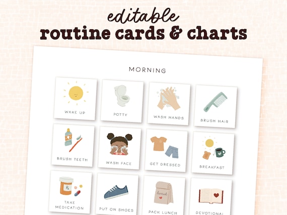 Editable Daily Routine Cards: Visual Schedule for Toddlers (Digital Download)