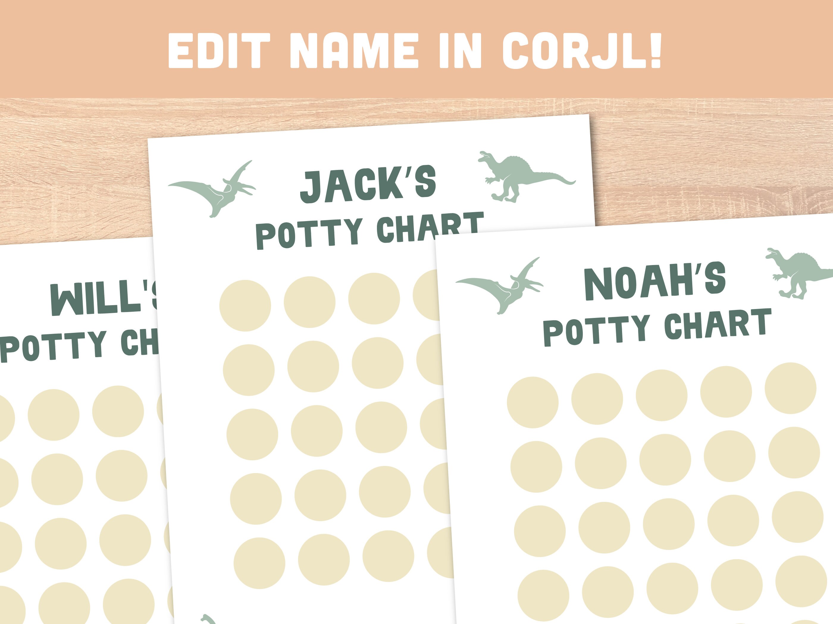 Dinosaur Potty Training Chart Printable | Editable Kids Potty Reward ...