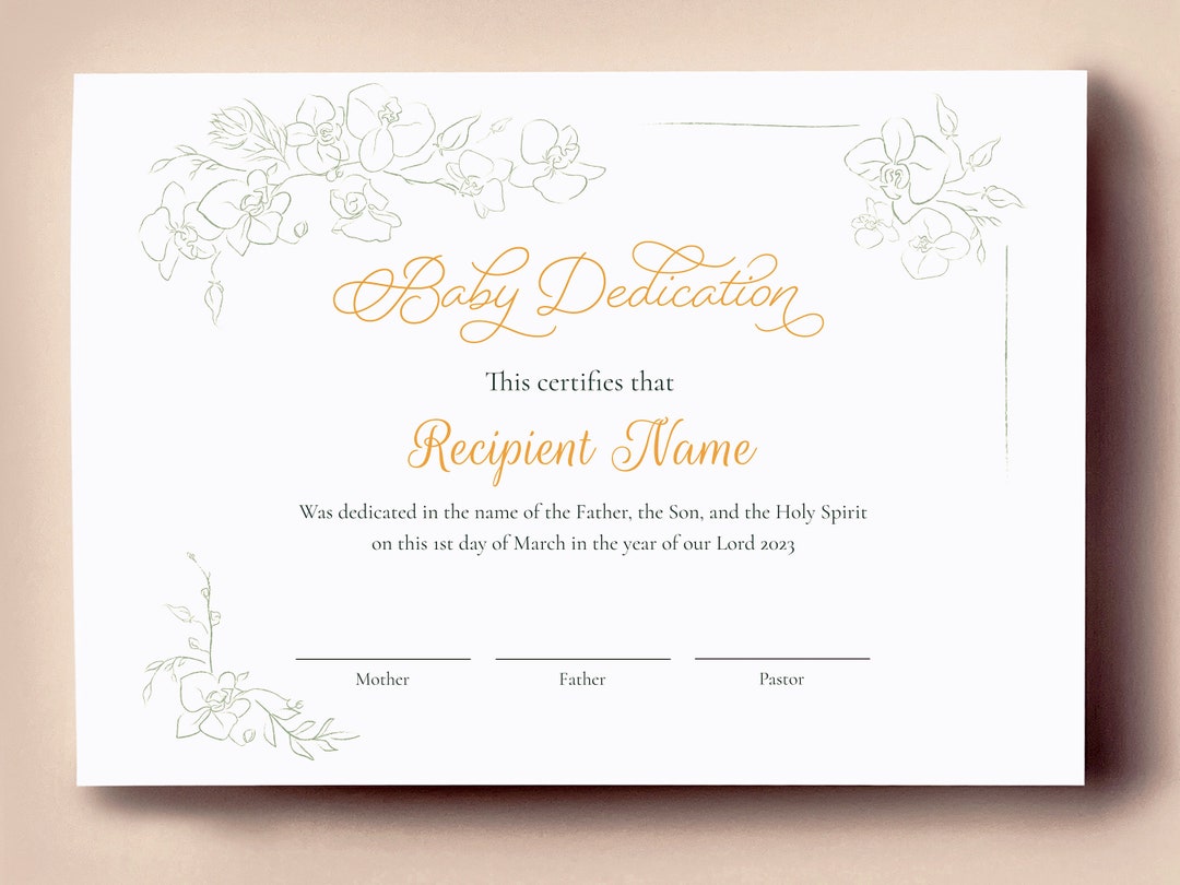 Editable Baby Dedication Certificate Template Printable - Etsy