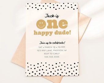 One Happy Dude Birthday Invitation | Printable First Birthday Invite | 5x7 Downloadable Card | Happy 1st Birthday Invitation