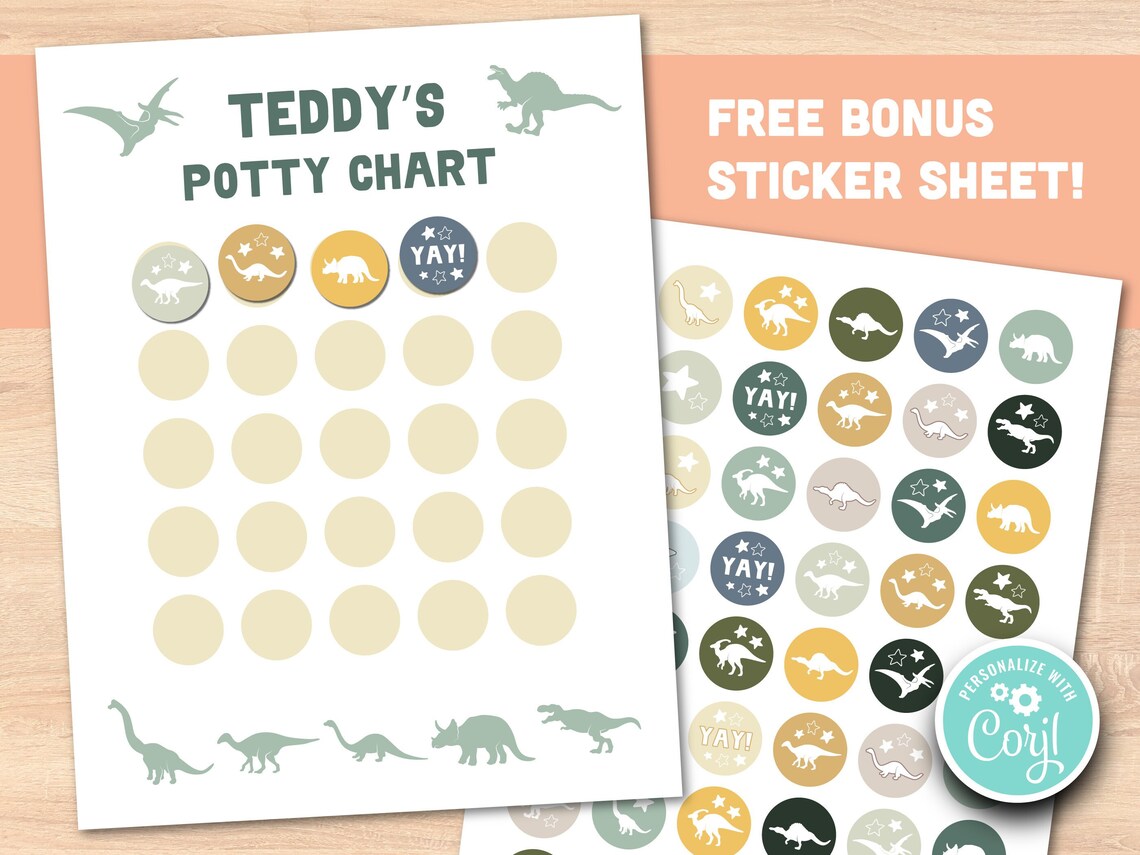 Dinosaur Potty Training Chart Printable | Editable Kids Potty Reward ...