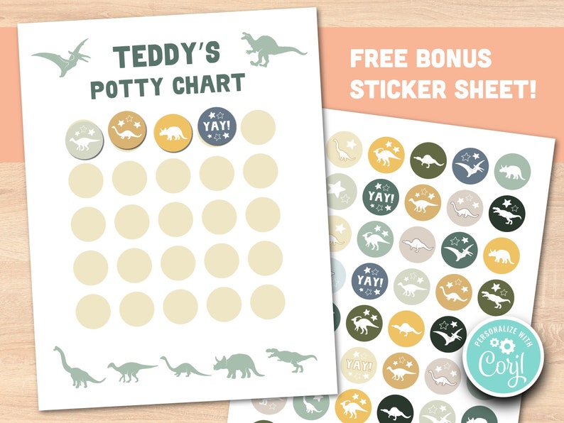 Dinosaur Potty Training Chart Printable | Editable Kids Potty Reward ...