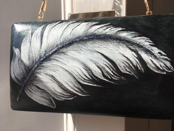 feather clutch bag