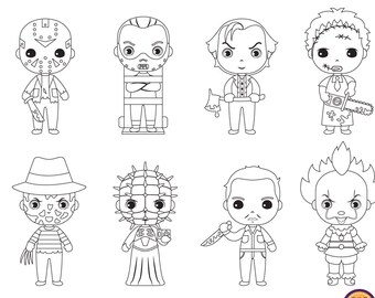 Horror Art Coloring Etsy